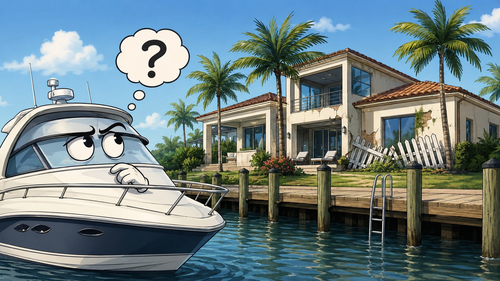Boat looking toward a South Florida waterfront home