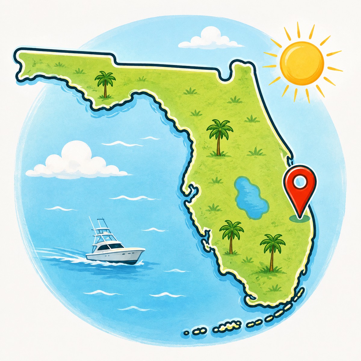 Florida map highlighting Southeast Florida